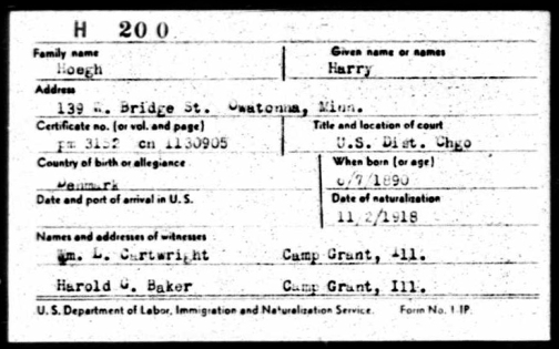 Harry Høegh naturalisation