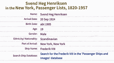 Svend Høg arrive 1924